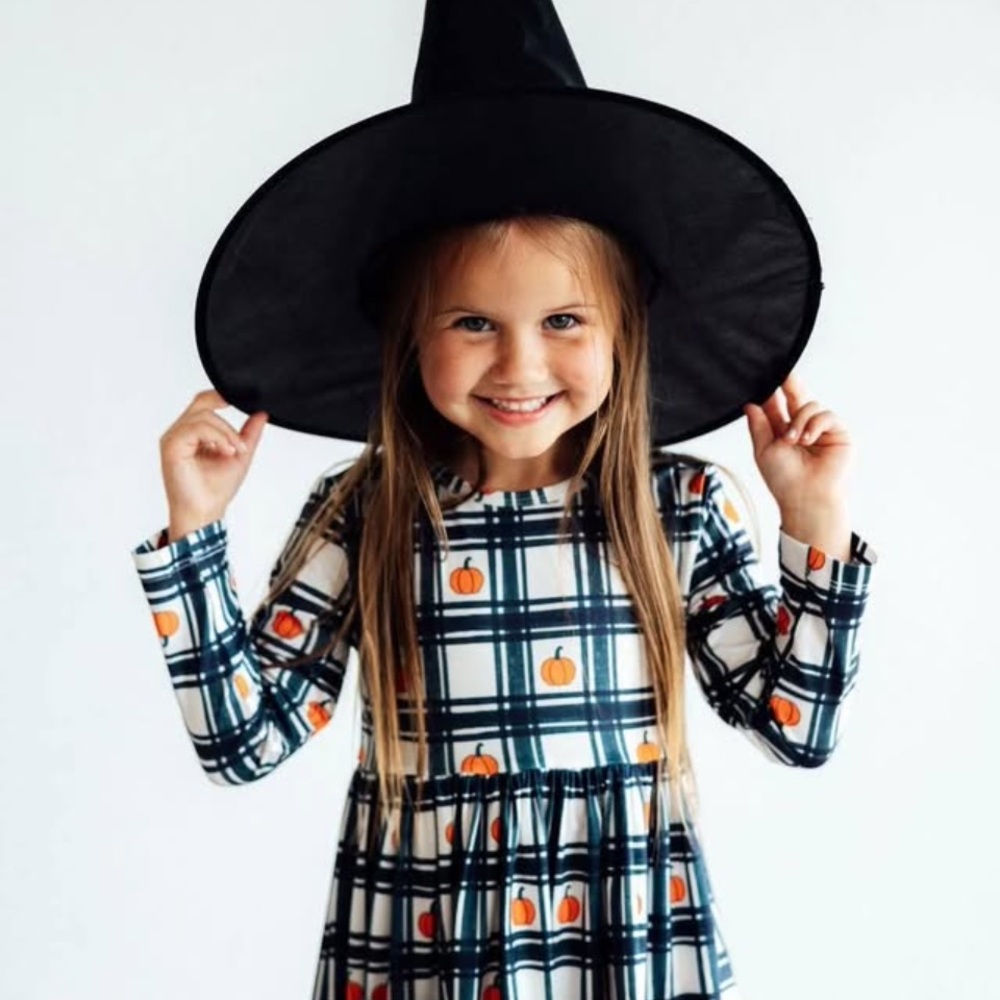 Mila & Rose Plaid Pumpkins L/S Pocket Twirl Dress